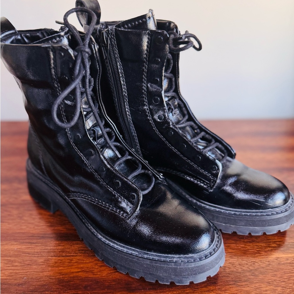 Womens Dolce Vita black rainer patent krinkle boot